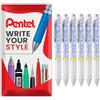 Pentel Energel BLN75 - Penna a sfera retrattile con inchiostro gel, 0,5 mm, 54% riciclata, inchiostro nero, in confezione da 6 pezzi, Dango)