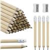 LONGDENEKHALIQ 43 Mini Matite HB con Gomma all'Estremità - Set con 2 Temperamatite per Bambini - per Scrivere, Disegnare, Studenti, Casa, Ufficio, Scuola