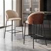 DEGHI Set 2 sgabelli in ciniglia beige con schienale noce e gambe in metallo nero - Fijell