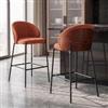 DEGHI Set 2 sgabelli in ciniglia terracotta con schienale noce e gambe in metallo nero - Fijell