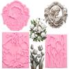 Bexal Set di 3 stampi in silicone a forma di fiore vintage, colore: rosa | Stampi decorativi in rilievo, ritratto vittoriano, motivo tulipano, motivo campanelle