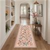 GENIMO Tappeto Lavabile in Lavatrice, 80x150 cm, Disegno Floreale, Rosa | Lavabile in Lavatrice, Pelo Corto, Antiscivolo, Cucina, Camera da Letto, Entrata, Scendiletto, Ufficio