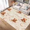 AUWUUA Tappeto orsetto 150x180 cm, morbido Tappeti lavabile antiscivolo con motivo luna e nuvole ad acquerello, grazioso tappeto decorativo per cameretta di bambini e bambine, camere da letto e soggiorno.