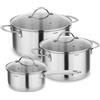 KOPF Set pentole induzione Clara, 6 pezzi, argento, acciaio inox | Set di pentole per piani cottura | Pentole | Padelle | Casseruola | Coperchio in vetro | adatte per forno e lavastoviglie