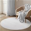 Carpetsale24 Tappeto Rotondo Bianco 160 cm Tappeto a Pelo Corto Lavabile, Rotondo, Antiscivolo e Morbido, Design Monocromatico Moderno per Soggiorno, Camera da Letto, Cucina e Cameretta