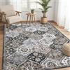 LuxFocus Tappeto vintage lavabile, 120 x 170 cm, pieghevole, a pelo basso, grande, morbido, antiscivolo, per ufficio, sala da pranzo, cameretta dei bambini, colore grigio e marrone