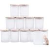 SHOWIN Barattoli per candele in vetro spesso per realizzare candele, 12 pezzi, 200 ml, trasparenti, vuoti, con coperchi in legno, bianchi, cilindrici, lavabili in lavastoviglie