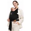 manduca Sling - Fasciatoio Neonato - Marsupio Elastico e per neonati dalla nascita fino a 15 kg - Puro cotone biologico - Nero
