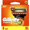 Gillette Fusion5 Power, 8 lame di ricambio originali da uomo con striscia lubrificante più grande per una scorrevolezza fluida e 5 lame per una rasatura incredibilmente stretta e confortevole