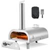 VEVOR Forno per pizza a doppio combustibile, per esterni, 30,5 cm, a legna | Macchina per pizza a pellet e propano con termometro e gamba pieghevole, per campeggio all'aperto e giardino