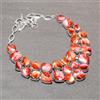 Collana arancione madreperla pietra preziosa cabochon bigiotteria moda 18"...