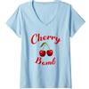 Retro Vintage Shirts & I regali Donna Cute Cherry Bomb Retro 70s 80sVintage Style Ciliegia Gift Maglietta con Collo a V