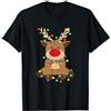 Tronic Tees Renna dal Naso Rosso con luci Natalizie - Vacanze Carine Maglietta