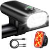 Mohard 2000mAh Luci Bicicletta LED Anteriore + Posteriore Faretto & Diffusa | Smart Indicator, Alluminio 5+6 Modalità Luce Bici Guida Notturna, Impermeabili IP65 Stop per Moto, Montagna/MTB, Lunga Durata