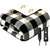 DINYOAN Coperta termica 12 V, spegnimento automatico, 150 x 100 cm, 4 | Tessuto morbido, timer 2-8 ore, anti-surriscaldamento, inverno, campeggio, conducenti, presa/borsa, coperta/sedile