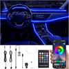 QAUBEN Kit di illuminazione ambientale interno auto 64 colori APP Control + RF Telecomando Luce atmosfera Luce Multicolore Musica auto Illuminazione interna 3m Fibra ottica con Autoicabatteria auto
