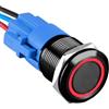 ETOPARS Nero Guscio 19mm Interruttore a Pulsante 12V 5A Interruttore a Levetta per Auto Impermeabile Metallo Interruttore a Bilanciere con Filo Rosso Luce Anello Simbolo