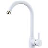 Hapilife Rubinetti da cucina bianchi miscelatore monocomando monoblocco per lavello da cucina, 1 foro con accenti dorati, beccuccio girevole a 360°, rubinetti moderni per caldo e freddo, con raccordi
