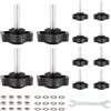 XZLUPUP 12 Pezzi Manopola a Stella M6 x 20mm Vite Serraggio Dadi Kit | Manopole stella filettate M6, dadi rondelle in acciaio, serraggio manuale, maschere falegnameria