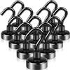 swihorab Magnethaken, Ganci magnetici, confezione da 12 ganci magnetici extra forti 20 mm 2 kg Magneti al neodimio super resistenti con ganci, magneti al neodimio ganci per cucina nero