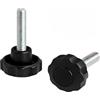 SKIR'CO 2 pomelli neri a stella M8 x 38 mm, manopole di bloccaggio a stella, larghezza base 30 mm, maniglie filettate maschio M8