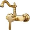 NIUKOMY Rubinetto da cucina con montaggio a parete, in ottone anticato | Miscelatore monocomando orientabile a 180°, vintage, acqua fredda e calda, erogatore da 18 cm, cartuccia in ceramica
