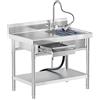 RivieraSink RiveraSink Lavello da Esterno Acciaio Inox 100x55 cm con Cassetto e Ripiano | Rubinetto Estraibile 360°, Tavolo Lavello Autoportante per Giardino, Garage, Barbecue e Lavanderia