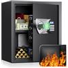 BlackSmith Cassaforte, BlackSmith Safe per la casa 33x33x36 cm, cassaforte di sicurezza digitale con impronta digitale biometrica e doppio avviso, borsa ignifuga, cassaforte da parete per ufficio e hotel