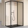 doporro Box Doccia Angolare 90x70x190 cm con Porta Scorrevole su Cuscinetti | Vetro ESG Trasparente 6 mm, Profilo Alluminio Nero Opaco Regolabile 15 mm, Piatto Doccia Escluso, EasyClean Anticalcare