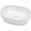 AKORD Lavabo da Appoggio Ovale in Ceramica ELIPSE - Lavandino Bagno Moderno 49 x 34,5 x 13,5 cm, Bianco Lucido