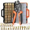 Preciva Kit Pinza Crimpatrice, 22 Tipi Connettori Elettrici con Pinza a Cricchetto Autoregolante 0.5-2.5mm² (AWG22-10), Kit Capicorda in Ottone e Puntalini Isolati - per Auto, Fai da Te, Elettricisti