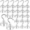 Aenienoe 25Pezzi Ganci Magnetici Extra Forti Neodimio Calamita con Gancio Potente Piccole 20mm non c'è bisogno di Fare Buchi Magneti Frigotelaioin Ferro,Soffitto,Cucina,Pesante Magnete Ganci