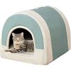GGoty Grande cuccia per cani 2 in 1, calda, per interni, XL, XXL, cuccia per animali domestici, con manico, anti ansia, cuccia per cani e gatti, lussuosa cuccia calmante per cani, cuccia antiscivolo (blu, M