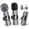HMKCH Microfono Lavalier Wireless 2 in 1 per Android/iPhone/Computer, microfono a bavero wireless per registrazione video, Vlog, TikTok, YouTube, riduzione del rumore, microfono a clip plug-play