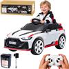 JAMARA 461896 Ride-On Audi RS 6 Avant GT - Auto elettrica per bambini, 2,4 GHz, Bluetooth, telecomando musicale, per bambini dai 3 anni in su, colore bianco