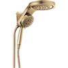 Delta HydroRain Soffione doccia doppio 2 in 1 a 5 impostazioni, soffione doccia ad alta pressione con getto portatile, portata 9,5 l/min, Lumicoat Champagne-Bronzo 58680-CZ-PR25
