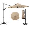 COSTWAY Ombrellone Giardino 294 cm, 5 Angoli Regolabili (Beige) | Girevole 360°, 8 Stecche Base a Croce, Impermeabile, Anti-UV, per Cortile Piscina Esterno