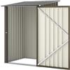 Outsunny Casetta da Giardino 0.92m² Acciaio Zincato, Marrone e Grigio Scuro | Capanno Porta Attrezzi, Tetto Inclinato, Porta Battente Bloccabile, 100x104x160cm