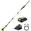 Greenworks Tagliasiepi a asta 24V 51 cm con batteria 2,0Ah & caricabatterie USB-C, motore brushless, lama doppia azione 28 mm, testa rotante 112,5°, asta 3 pezzi PH24BLTA2