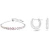Swarovski Emily Bracciale, Placcato in Tonalità Rodio con una Fila di Cristalli Orecchini a cerchio Stone, Pavé, Piccoli, Bianchi, Placcato rodio