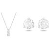 Swarovski Pendente Attract Trilogy, Rotondo, Bianco, Placcato rodio & Orecchini a lobo Solitaire, Taglio tondo, Bianchi, Placcato rodio