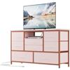 Garvee Mobile TV con 8 Cassetti per TV fino a 55'', 120 x 36 x 75 cm, Rosa | Presa di Corrente, Porte USB, Ripiani, LED RGB, Stile Rustico, Ideale Per Camera Da Letto, Soggiorno, Corridoio o Armadio