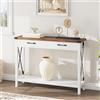 Garvee Consolle da Diavoni con 2 Cassetti e Ripiano, 110 x 30 x 80 cm | Tavolo Stretto per Ingresso, Soggiorno e Corridoio, Stile Industrial Farmhouse