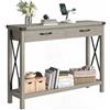 Garvee Consolle da Diavoni con 2 Cassetti e Ripiano, 110 x 30 x 80 cm | Tavolo Stretto per Ingresso, Soggiorno e Corridoio, Stile Industrial Farmhouse