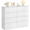 VASAGLE KAILYN Collezione - Cassettiera con 8 Cassetti, Comò, Mobile con Cassetti, Porta Abiti, 40 x 119,4 x 97,5 cm, Stile Moderno, Bianco LTS618WE01