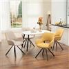 meublescosy Sedia da Pranzo Set di 4 Poltrona con Braccioli e Schienale | Schienale Aperto, Gambe in Metallo Disposte Radialmente, per Cucina Soggiorno Ufficio, Fino a 120 kg, Beige + Giallo