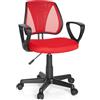HJH Office 725103 Sedia Girevole per Bambini KIDDY CD Tessuto a rete Rosso, Schienale Regolabile in Altezza