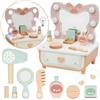 Tooky Toy Specchio in legno per accessori da toeletta a farfalla con illuminazione a LED + cosmetici