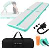 ECD Germany Tappetino gonfiabile per ginnastica Airtrack 4 m, verde-menta, altezza 10 cm, con borsa per il trasporto, pompa e kit di riparazione, tappetino fitness e per acrobazie