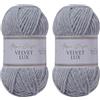 Utopia Crafts Velvet Lux Chenille Super Soft Chunky Yarn for Knitting and Crochet 2x 100g (Grey)